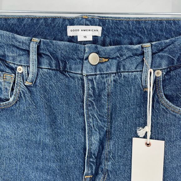 Good American Good Crop Raw Hem Slim Jeans Blue 940 Women's Size 15 NWT - Picture 5 of 8